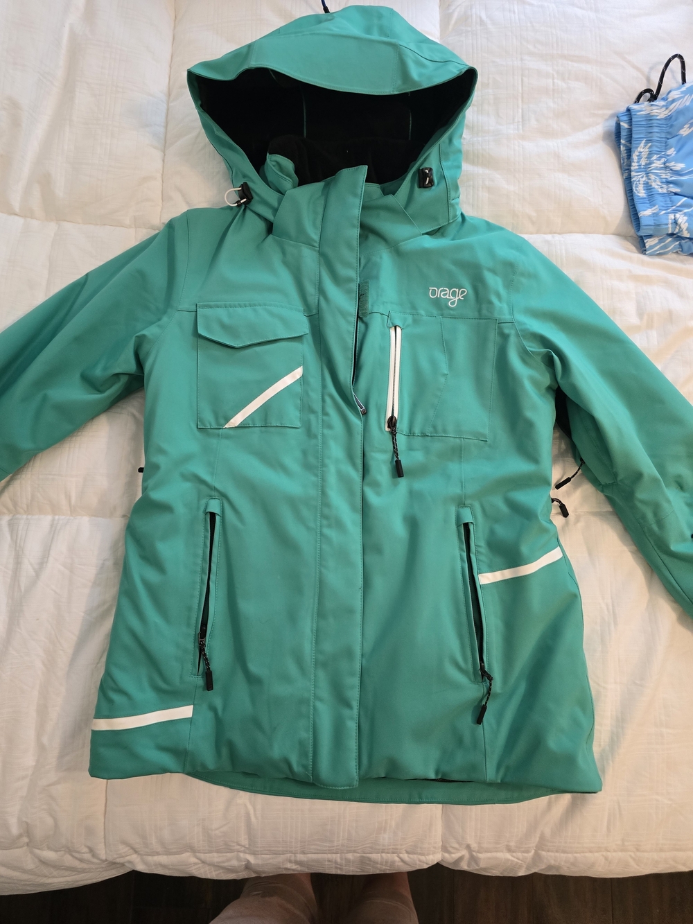 Orage Prime Teal-Green Waterproof Hooded Ski Jacket